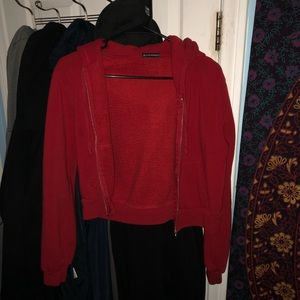 Red cropped crystal hoodie